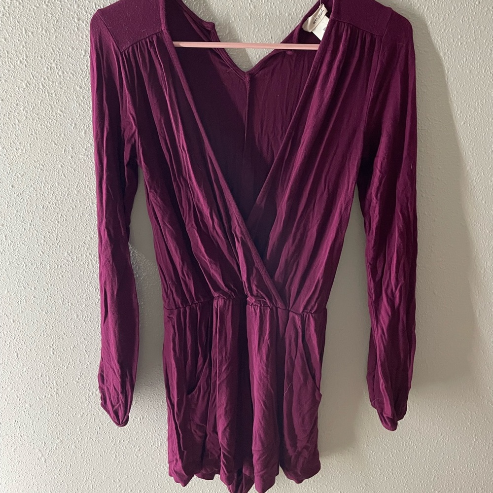 maroon low neck romper